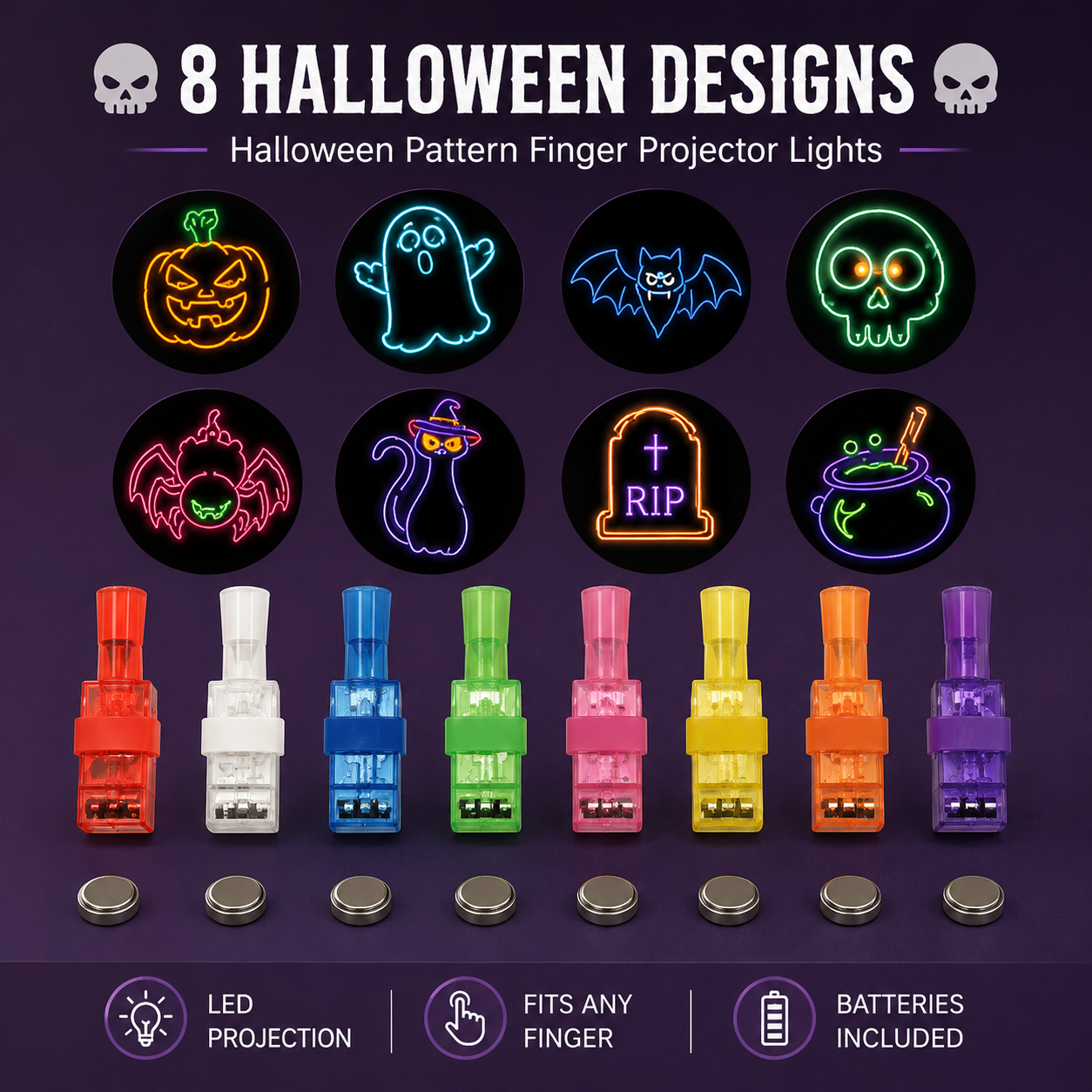 🎃 Halloween Finger Projector Lights – Mini Pattern Projector(36 pcs)