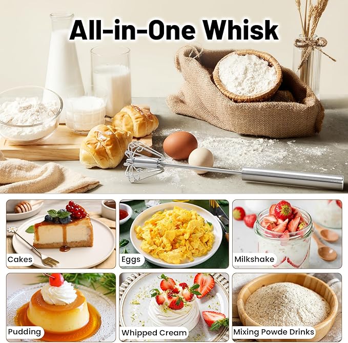 Rustproof Hand Push Whisk For Baking & Daily Drinks✨