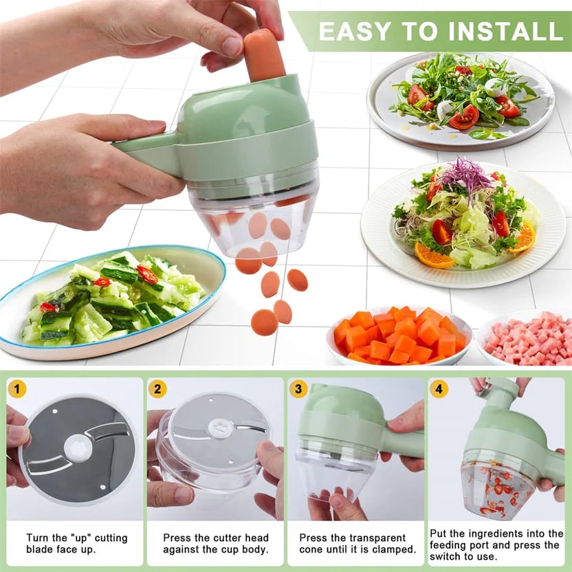 🔥4-in-1 Electric Vegetable Slicer Set, Vegetable Cutter