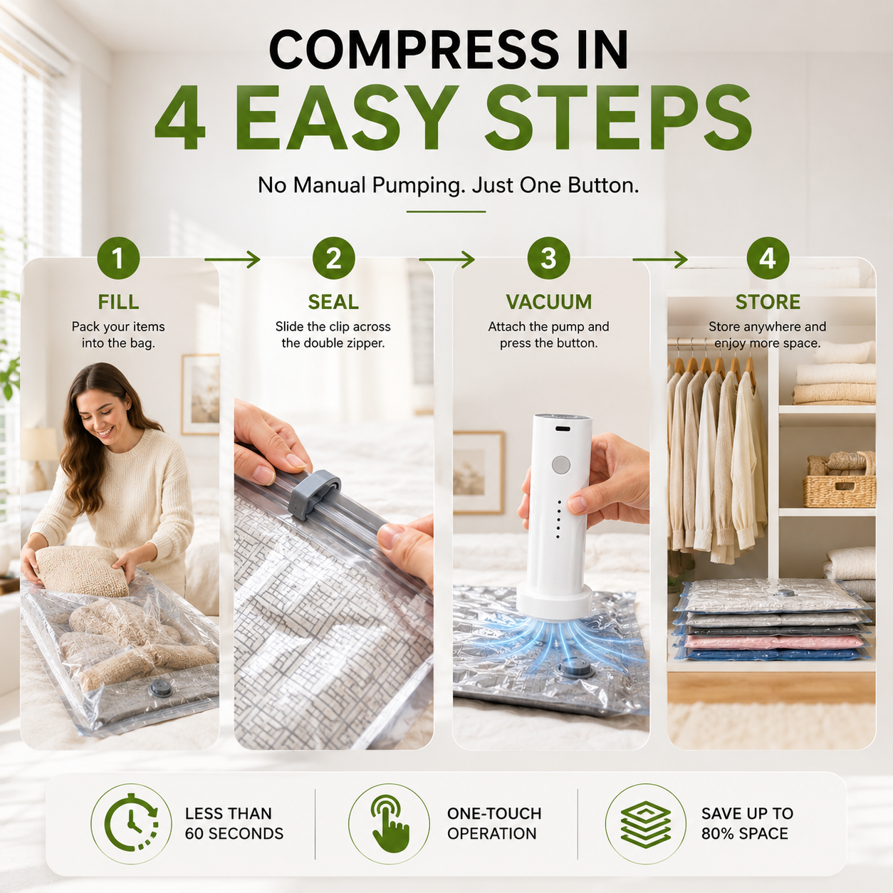 🔥 Hot Summer Sale 49% OFF🔥Vacuum Storage Bags with Cordless Pump