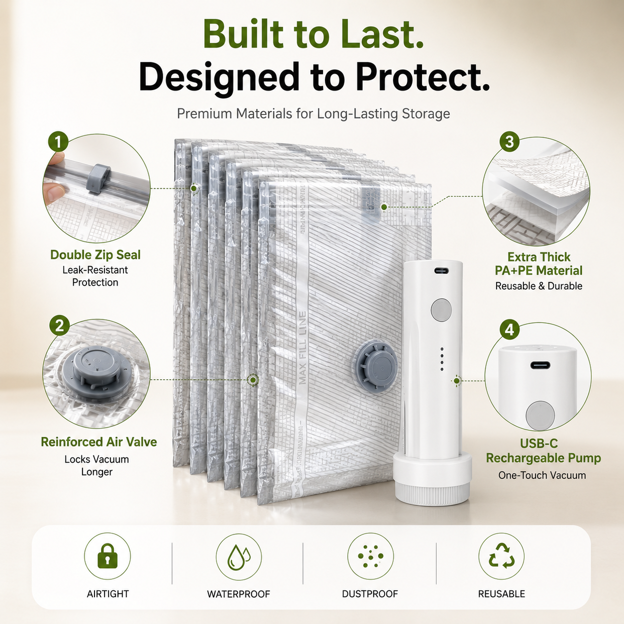 🔥 Hot Summer Sale 49% OFF🔥Vacuum Storage Bags with Cordless Pump