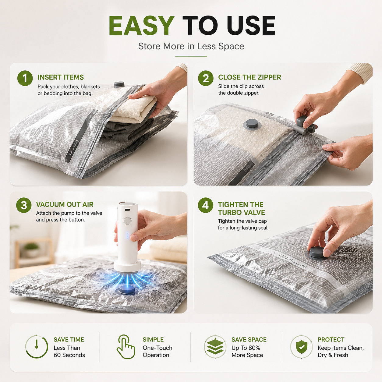 🔥 Hot Summer Sale 49% OFF🔥Vacuum Storage Bags with Cordless Pump