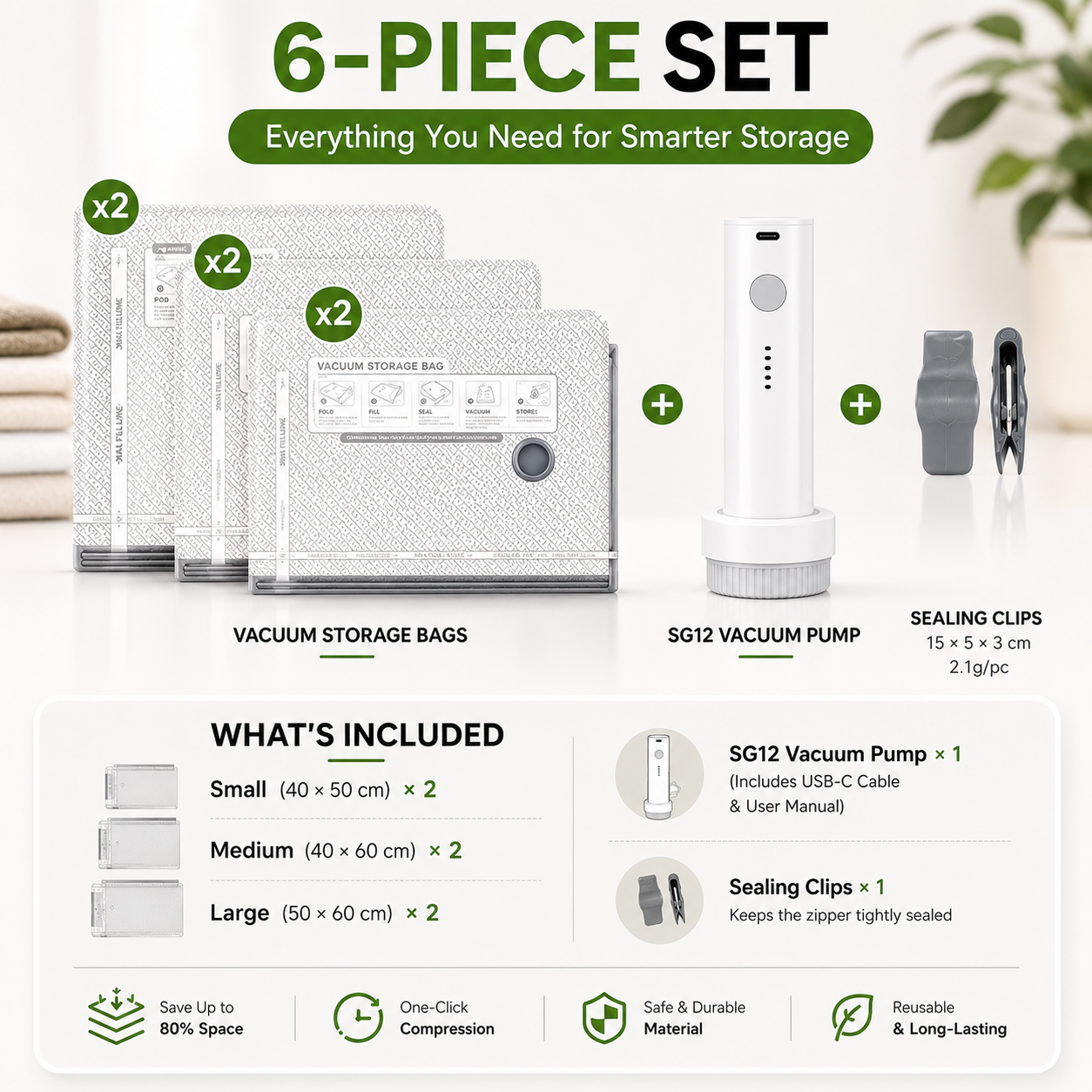 🔥 Hot Summer Sale 49% OFF🔥Vacuum Storage Bags with Cordless Pump