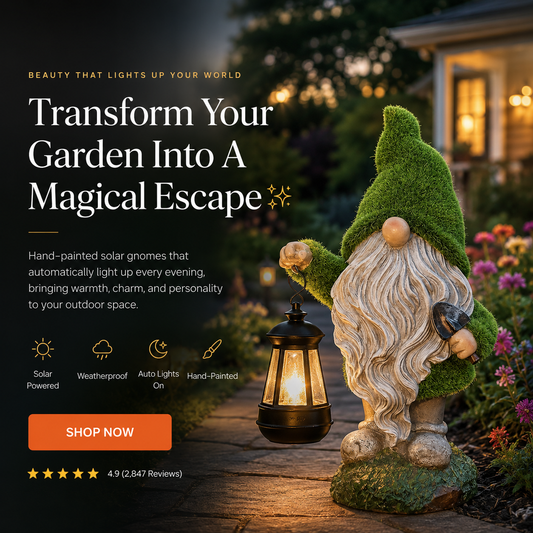 🎃💡Magical Solar Garden Gnome | Handcrafted Outdoor Garden Light🌞