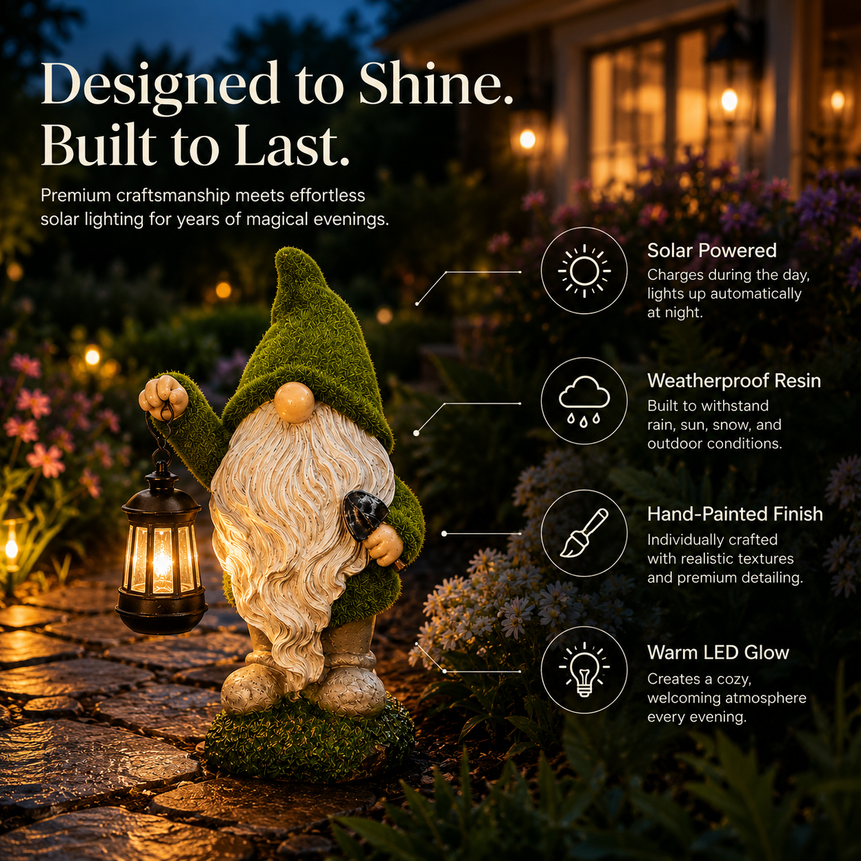 🎃💡Magical Solar Garden Gnome | Handcrafted Outdoor Garden Light🌞