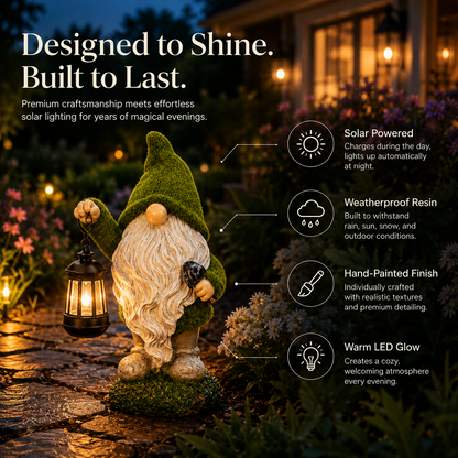🎃💡Magical Solar Garden Gnome | Handcrafted Outdoor Garden Light🌞