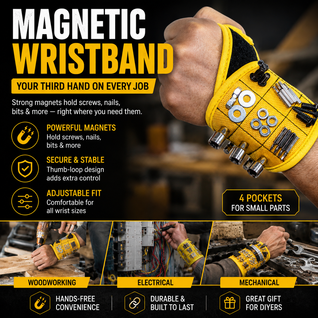 🧲Magnetic Tool Wristband | Hands-Free Hardware Holder