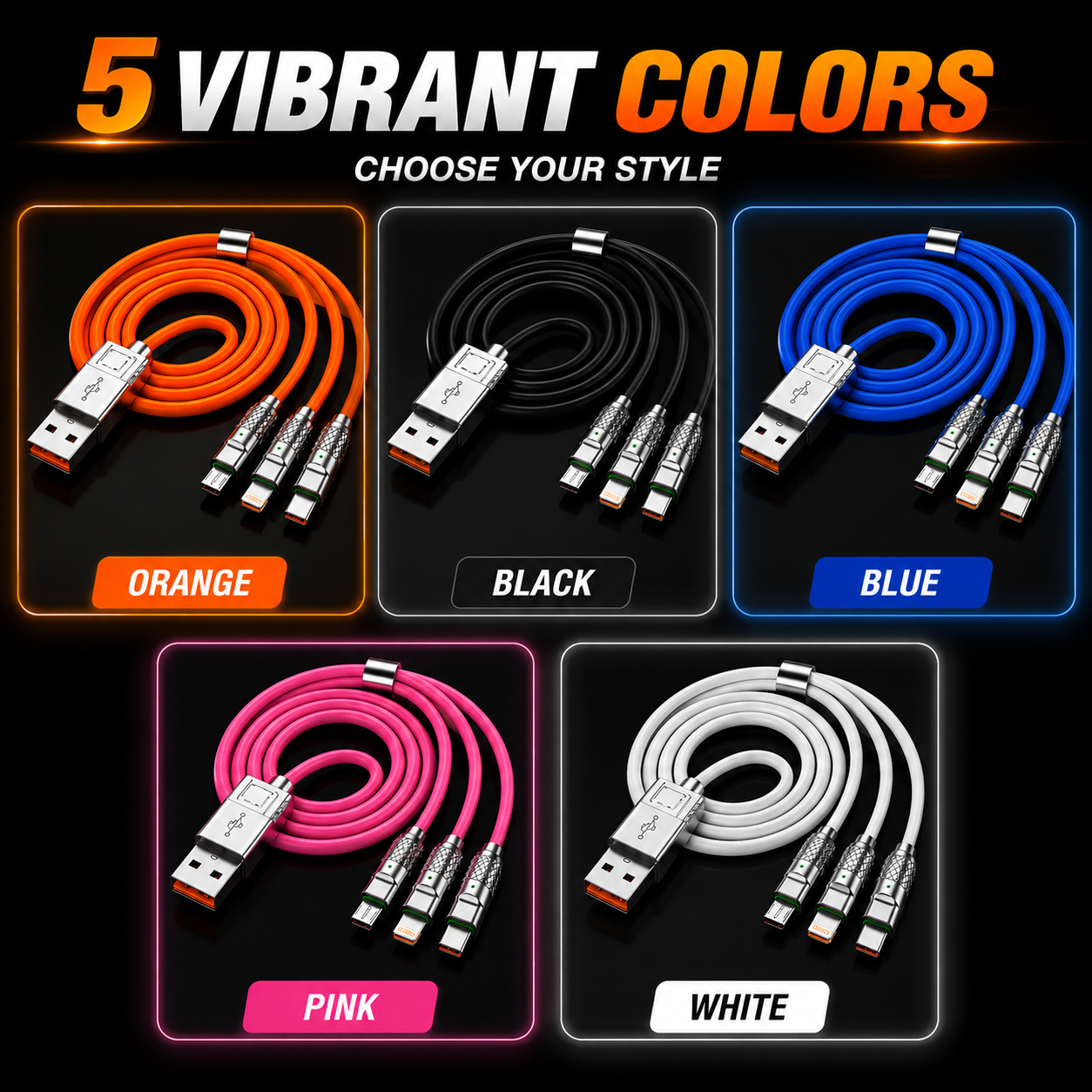 One Cable for All Your Devices🔌3-in-1 Fast Charging Cable