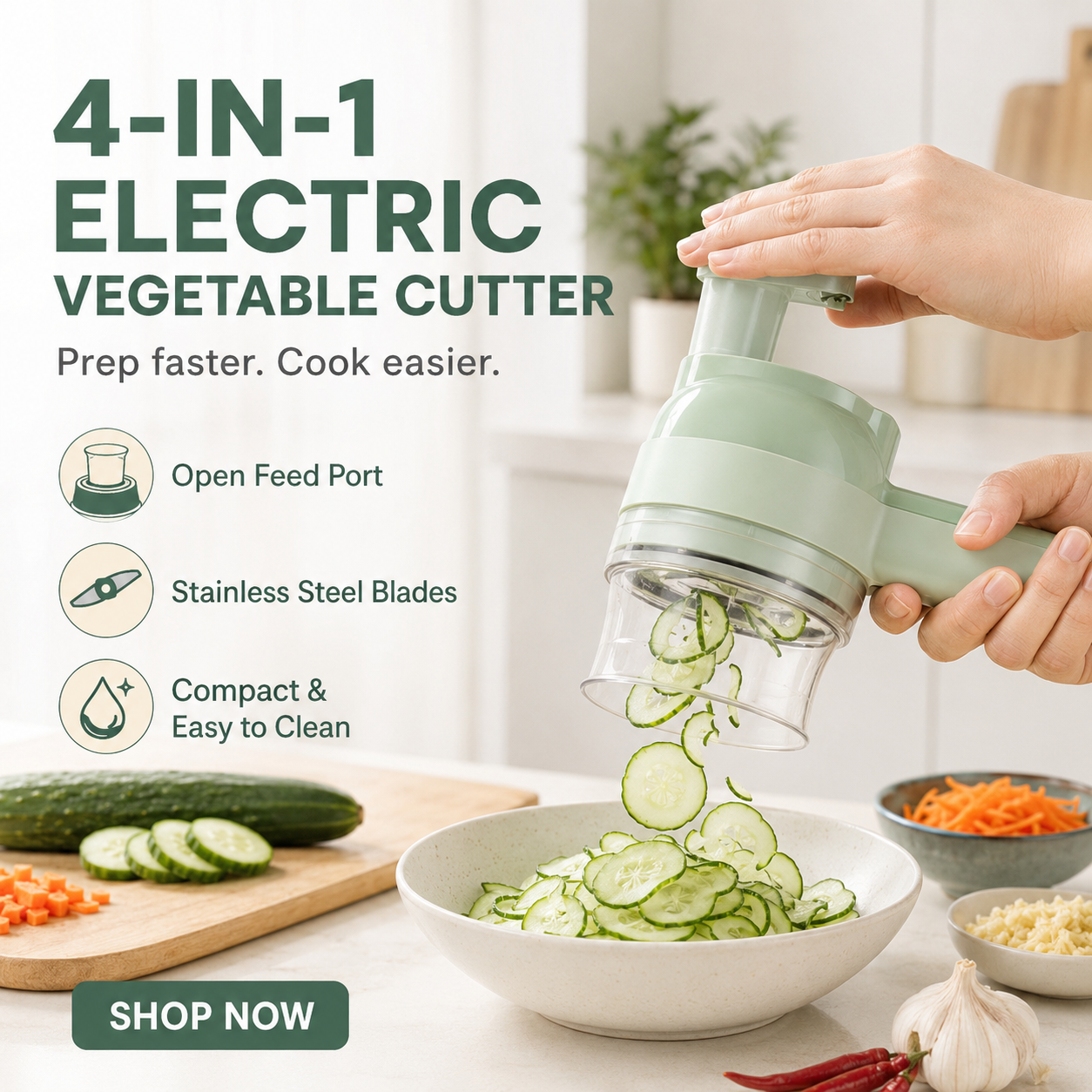 🔥4-in-1 Electric Vegetable Slicer Set, Vegetable Cutter