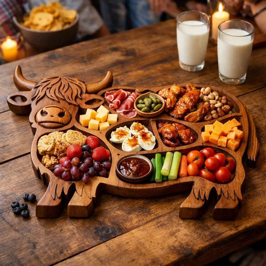 🐮 Highland Cow Oak Charcuterie Board