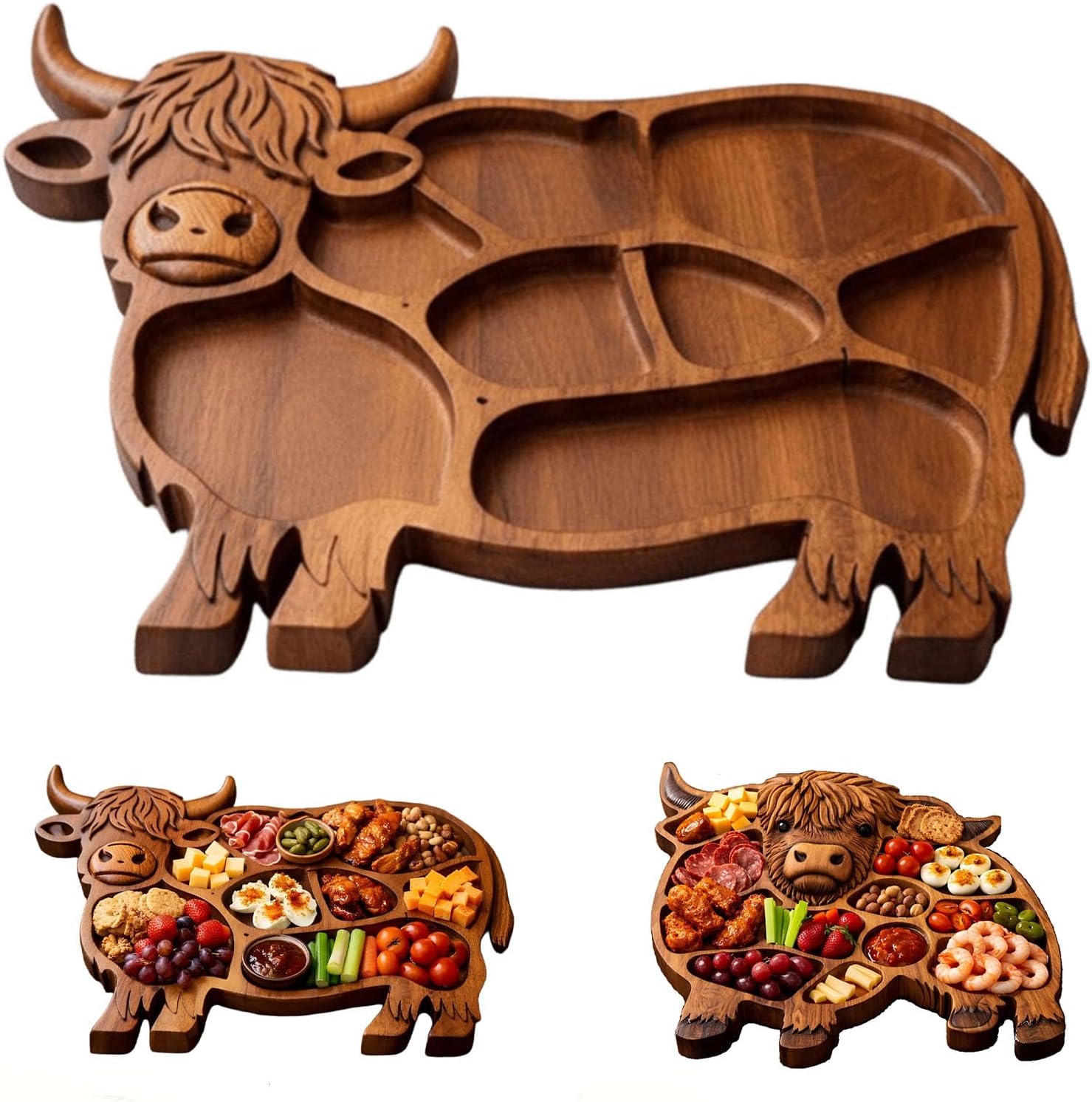 🐮 Highland Cow Oak Charcuterie Board