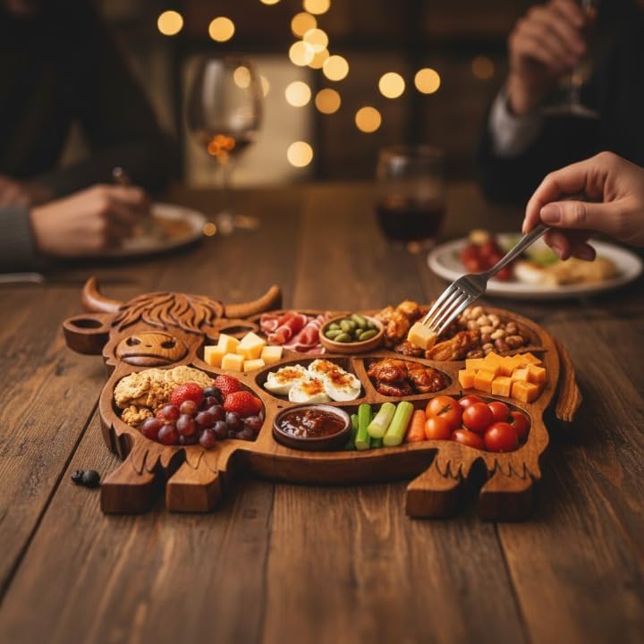 🐮 Highland Cow Oak Charcuterie Board