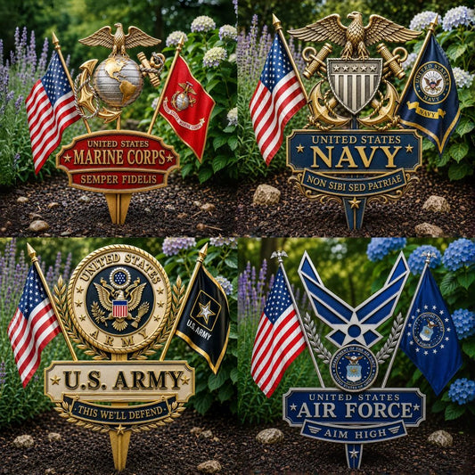 🎖️US Military Branch Tribute Garden Stake Collection
