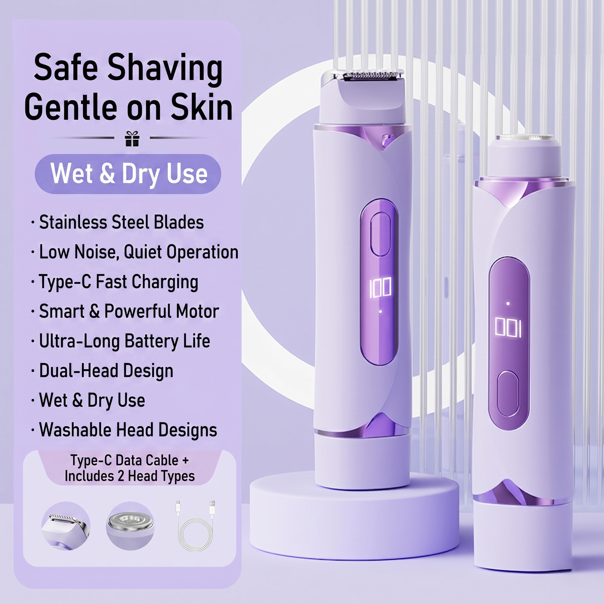 KBM™-2-in-1 Painless Bikini Hair Trimmer