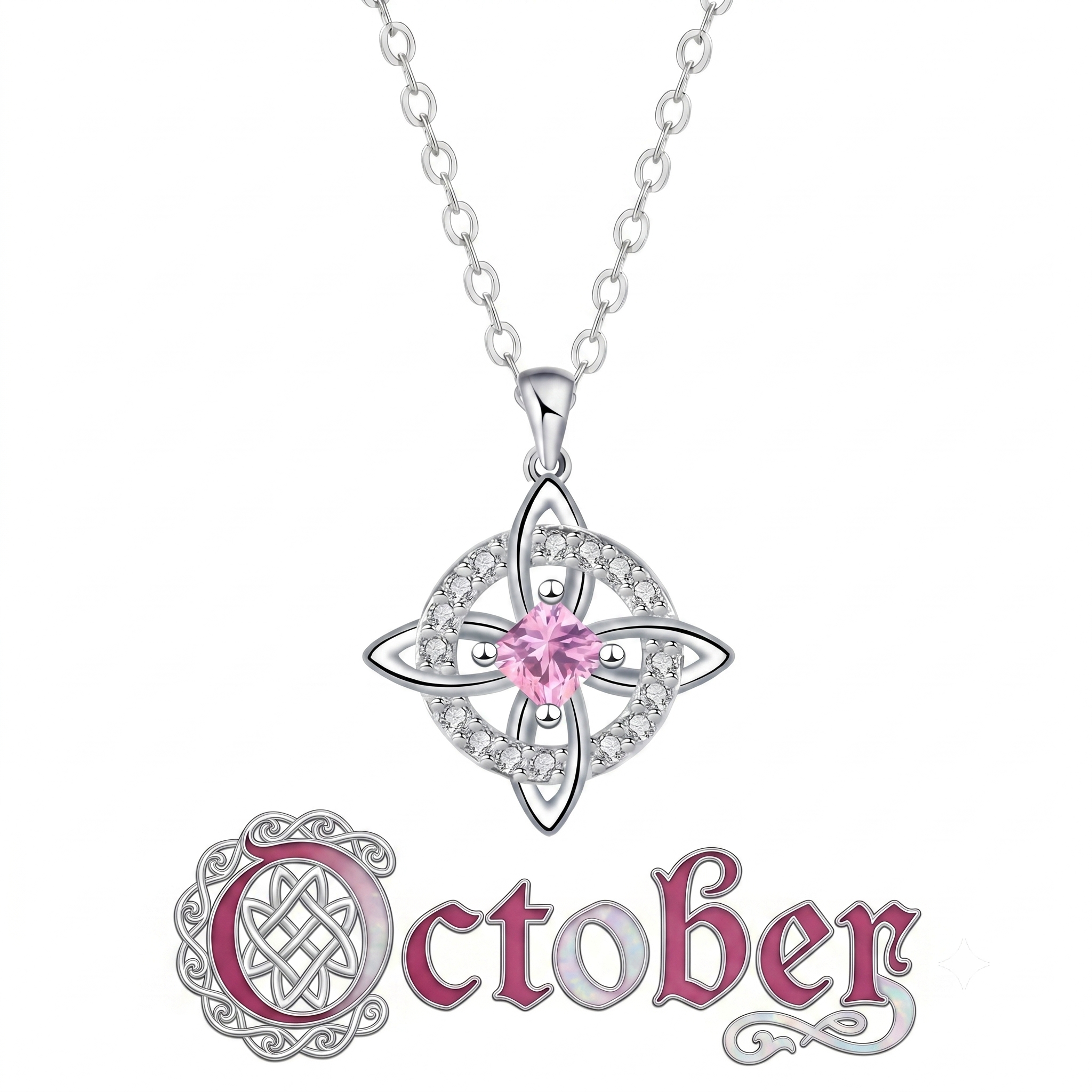 Mystical Birthstone Witches Knot Necklace – Natural Crystal🔮💞Protect Your Loved Ones💞