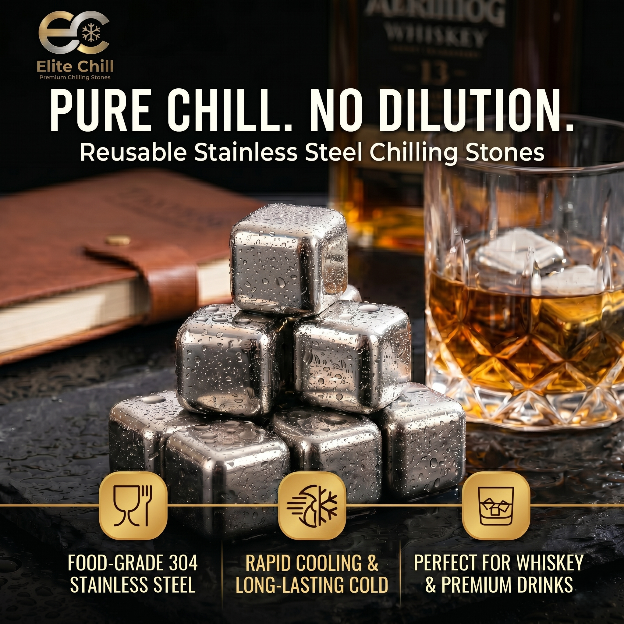 🧊Elite Chill Reusable Stainless Steel Cooling Stones