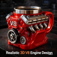 Red V8 Engine Mug