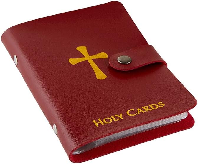 ✝️ Catholic Genuine Leather Holy Card Holder – Pocket Prayer Card Organizer with Snap Closure