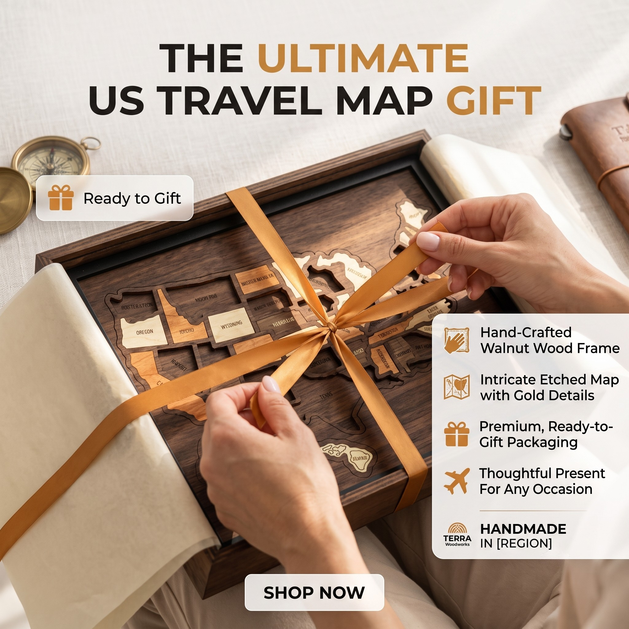 ❤️Wooden USA Travel Map Puzzle🧩A Stylish Way to Track Your Journey & Memories